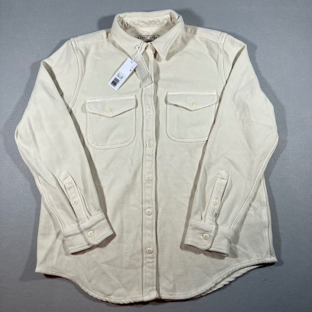 NWT Outerknown Blanket Shirt Mens M Ecr Ivory Organic Cotton Twill Button Down